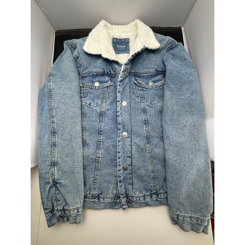 Redwood Demin Jacket w/ Faux Shearling Cotton Polyester Size L Unisex